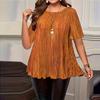Футболки для женщин, плиссированные, с R-образным вырезом, нарядные, повседневные, блузки с принтом, короткие рукава, летние топы, свободный крой