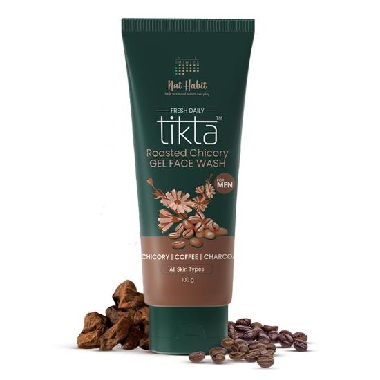 Nat Habit Roasted Chicory Gel Face Wash for Men with Activated Charcoal For Skin Detox, Acne & Pimples (100 G)