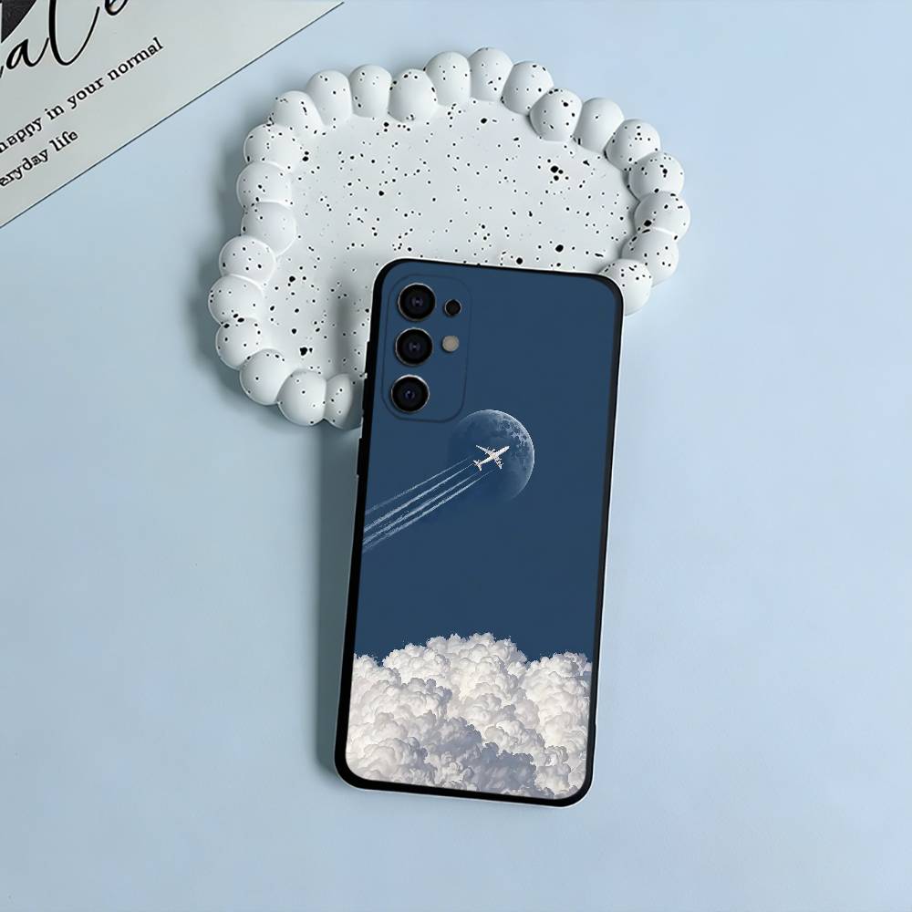 Aircraft & Sky Black Soft Silicone Phone Case for Samsung S25, S24, S21, S22, S23, S30, Ultra, S20, Plus, FE, Lite