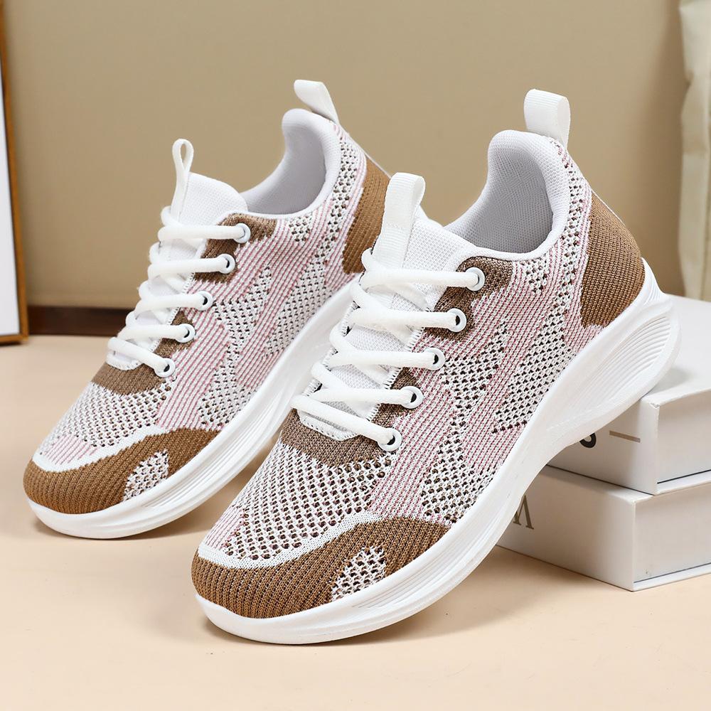 Мода 2024 Весна Новые цветные плетеные спортивные туфли Модная повседневная обувь Мягкая подошва Легкие кроссовки