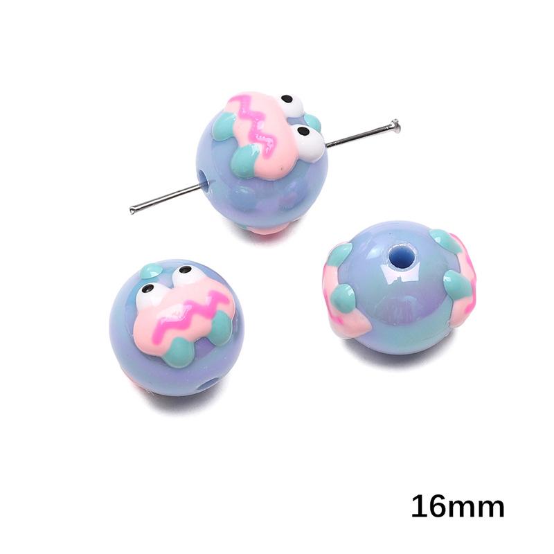 Handmade Beads Acrylic Double-sided Hand-painted Round Beads Graffiti Handmade Beads Diy Weaving Cell Phone Chain String Loose Beads Material