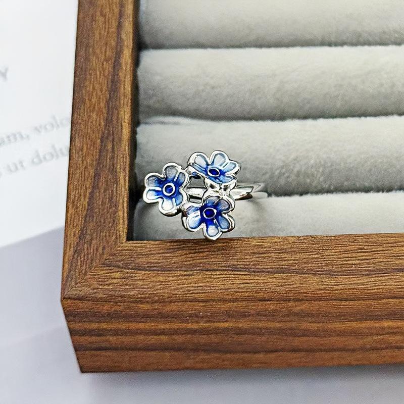 Enamel Color Butterfly Ring French Niche Exquisite Ring Middle Ancient Small Fresh Super Fairy Temperament Open Index Finger Ring