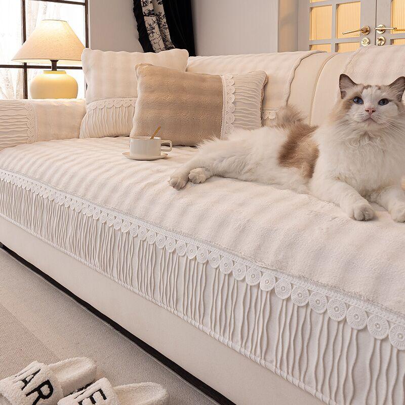 Microfiber Sofa Cover With Non-Slip Strips, Tailored Couch Cover For Chaise Section And Soft Sofa Slipcover