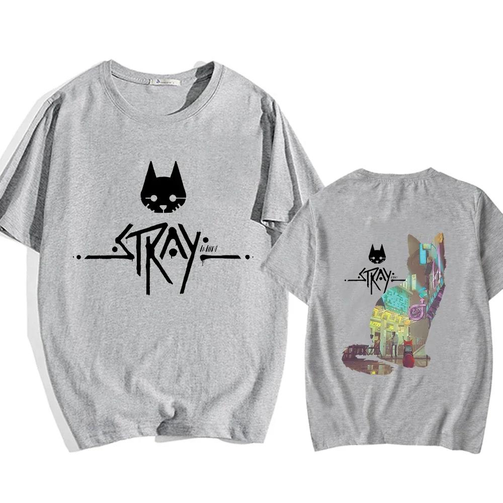 New Stray Game Cat Harajuku Casual T Shirt Women Casual Fashion Loose Cute Cat Round Neck Pure Cotton Short Sleeve T Shirt