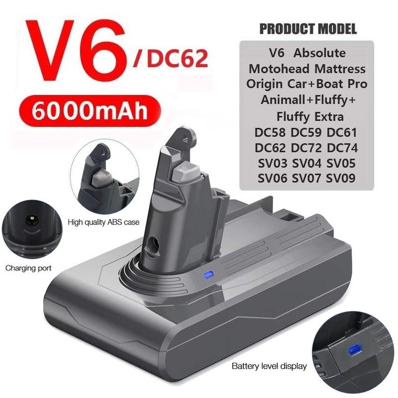6000 мАч подходит для аккумулятора серии Dyson V6 V7 V8 V10 V11 DC31A DC34B SV03 DC62 SV10 SV11 SV12 SV14 SV15 пылесоса