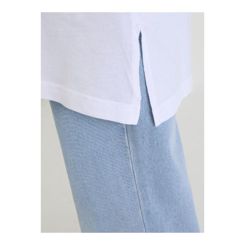 Cotton Fabric Comfortable Fit T-shirt - White -