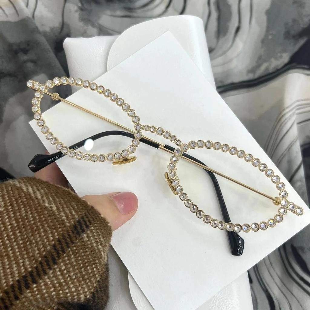 Овальные солнцезащитные очки с полным бриллиантовым покрытием для женщин, роскошная мода, винтажные, с маленькой оправой, солнцезащитные очки, K-pop, металлические, трендовые, очки для вечеринок