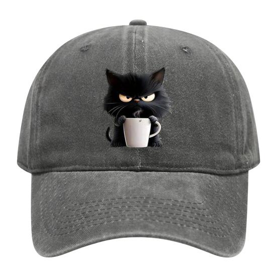 Бейсболка с кошачьим узором, регулируемый солнцезащитный козырек, изогнутые поля, солнцезащитная шляпа, унисекс, хип-хоп, повседневный стиль, выстиранная кофейная кепка