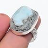 Natural Larimar Gemstone Handmade 925 Sterling Silver Jewelry Ring Size 7.5 M6n26