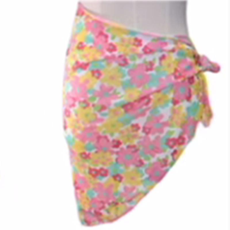 Swimsuit women's 1011 new color printing pleated bikini steel tray small chest gathering split ins hot spring vacation