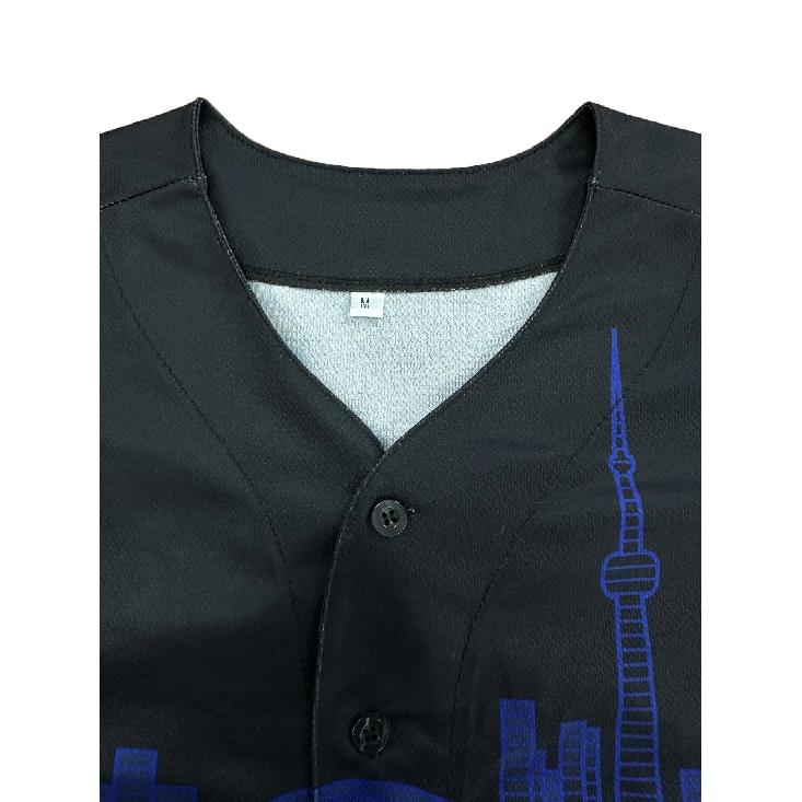 Custom Name And Number Men's Embroidery Baseball Jersey Toronto Black V-Neck Personalized Short Sleeve Button Down DIY Shirts