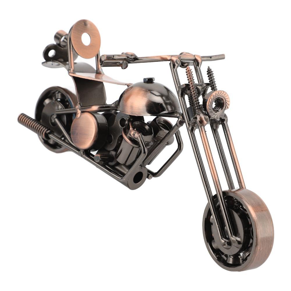 Movable Wheel Metal Motorcycle Model Handcrafted Metal Motorcycle Sculpture Home Decor