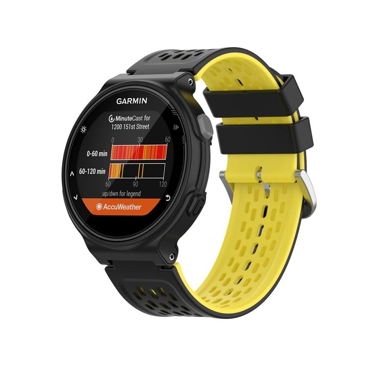 Для Garmin Approach S2 / S4 двухцветный силиконовый ремешок для часов(Черный желтый)