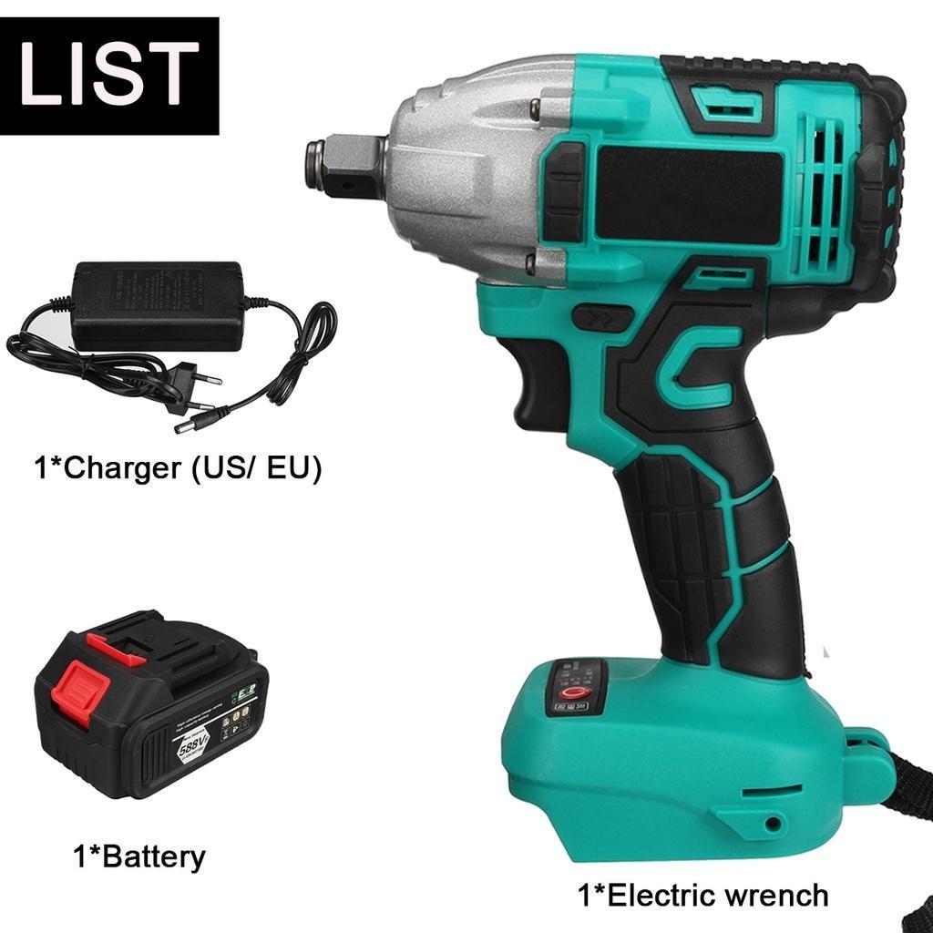 588vf 22800Amh 520N.M Бесщеточный беспроводной электрический ударный гайковерт с крутящим моментом Электроинструменты 2 литий-ионных аккумулятора для аккумулятора Makita 18 В