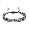 Women Bracelet Adjustable Braided Rope Faux Crystal Vintage Ethnic Style Hollow Out Wrist