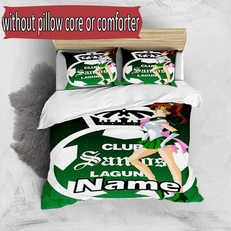 3pcs Duvet Cover Set (1*Duvet Cover + 2*Pillowcase, Without Core), Custom Name Club Santos Laguna Pattern Bedding Set, Home Bedroom Decor Gift