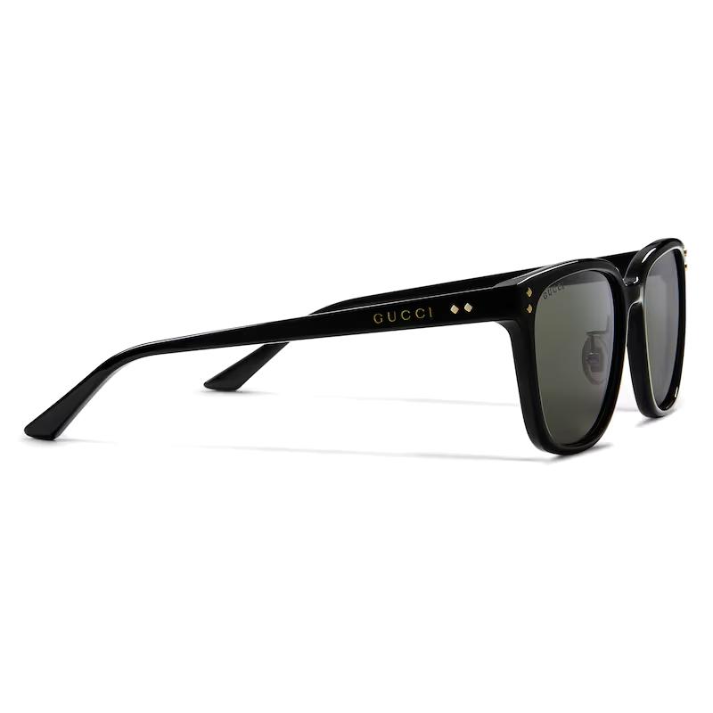 GUCCI Frame Logo Acetate Metal Irregular Sunglasses Men's Black