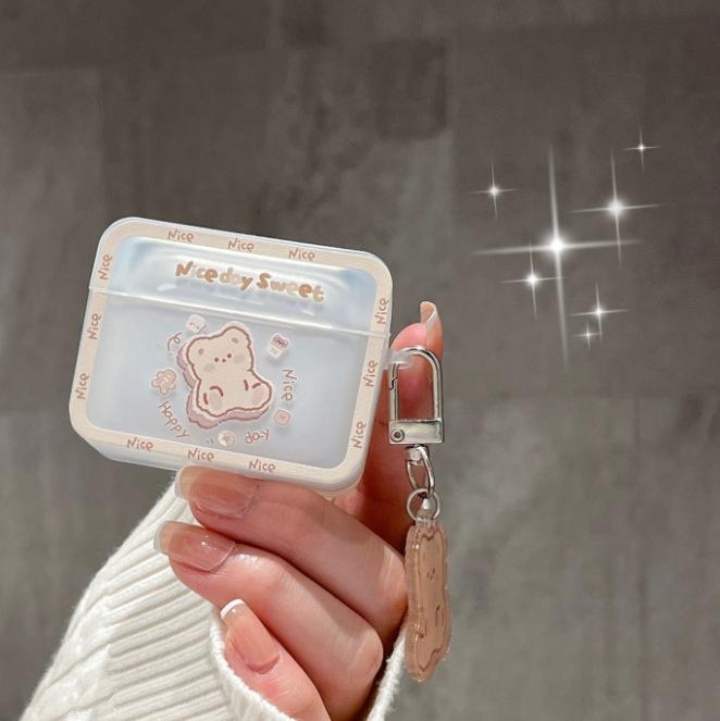 Cartoon bear for AirPods 1 generation square Apple new third generation 1Pro earphone case matte soft case