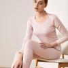 Yuyue Women's Underwear: Silk Cotton Warm Suit In Pure Color, Double-Sided Knit, Mulberry Silk & Cotton Autumn Set