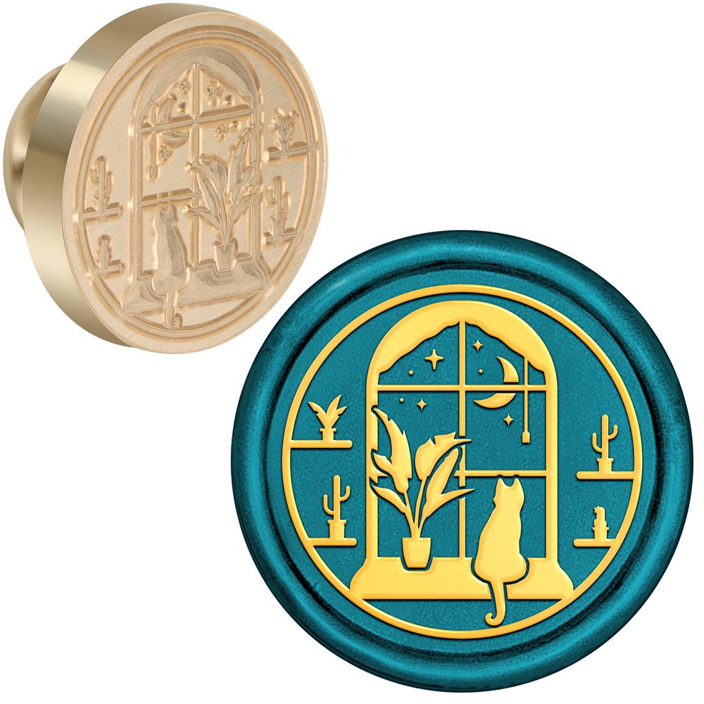 Серия «Кошки» Сургучная печать с рисунком животных Печать из сургуча 25 мм Съемная латунная головка для украшения конвертов, открыток, упаковок