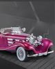 1/24 Mercedes-Benz 500K Модель автомобиля из легкого сплава со звуком и светом: Классический ретро-украшение с откидной крышкой, подарочная коробка к празднику середины осени