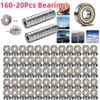 160-20 шт. Миниатюрные подшипники 608ZZ Миниатюрный шарикоподшипник с глубоким желобом Мини шарикоподшипник из углеродистой стали для скейтборда, скутера