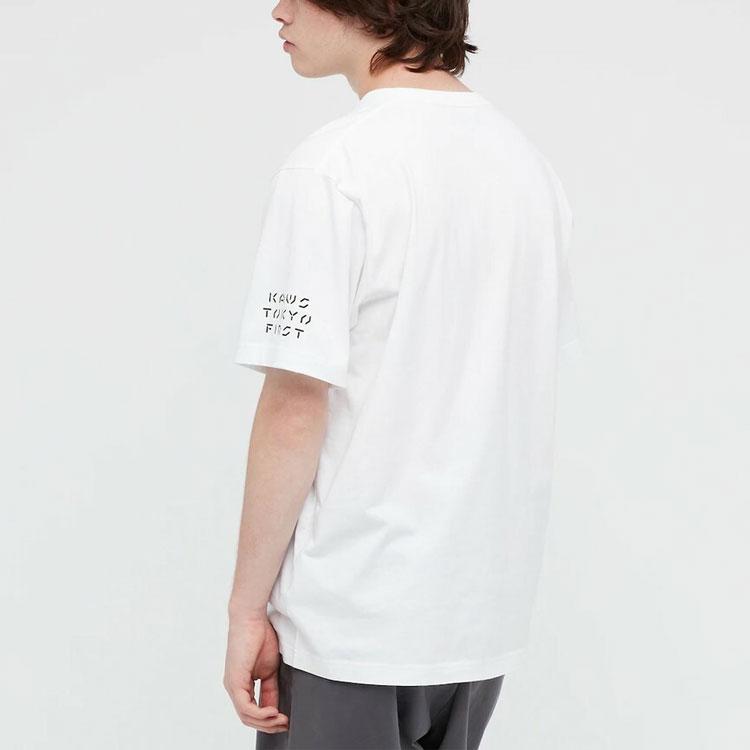 Uniqlo Белая футболка унисекс с принтом букв и логотипа, с круглым вырезом, короткий рукав 446312-00