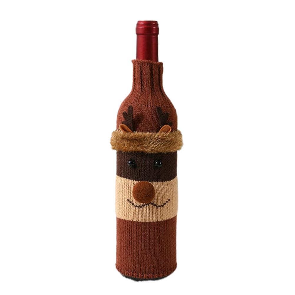 Christmas Wine Bottle Cover Set Santa Snowman Woven Wine Bottle Bags For Christmas Party Dinner Table Decorations New Year Gifts