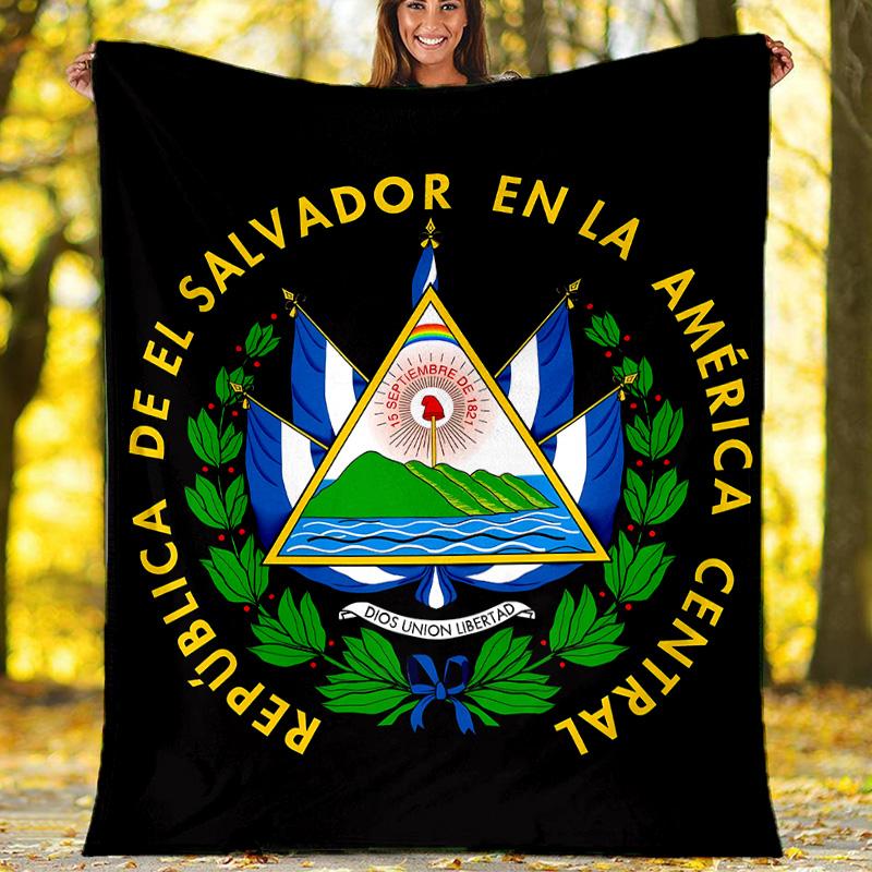 flag of El Salvador printed throw blanket—lightweight,soft,warm;versatile blanket for all seasons—perfect as &air-conditioning throw,nap blanket