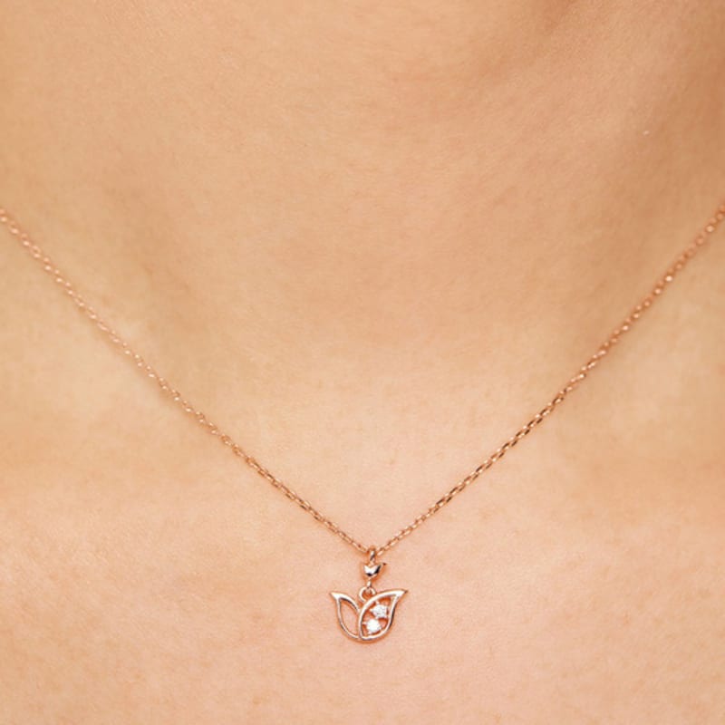 Tirr Lirr Мерцающий Полутюльпан Серебристо-розовое Ожерелье TNSSVP13978S