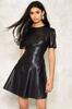 Leather Handmade Stylish Designer Party Wear Dress Women's Black New Genuine Lambskin