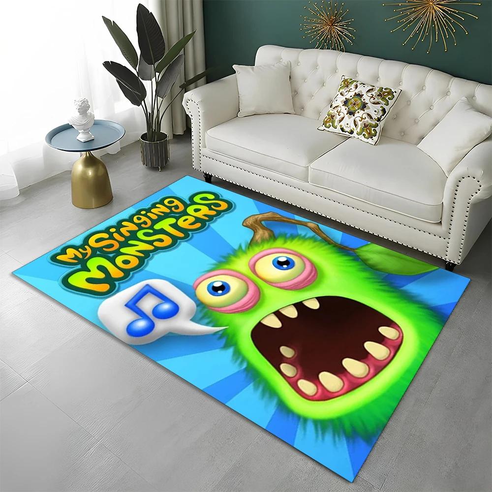 Ковер My Singing Monsters Видеоигра Мультфильм 3D для Дома Гостиной Спальни Дивана Прихожей Декор, Ковер Зональный Нескользящий Коврик для Пола