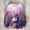 Ladies' Fashionable And Casual Christmas Cute Printed Round Neck Long Sleeved Knitted Yarn