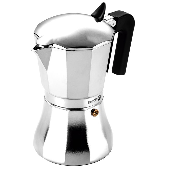 Cafetière Expresso Italienne Induction Aluminium 6 Tasses Café, Vitrocéramique FAGOR Cupy Argent 00444