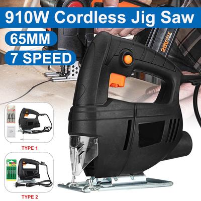 Лобзик DC 220В 50-60Гц 910Вт с регулировкой скорости Электрическая пила с 5 пилками Деревообрабатывающий лобзик Металлическая линейка для деревообработки
