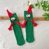 1 Pair Christmas Couple Socks Cartoon Shape Magnetic Hand-linking Festive Mid-tube Thick Warm Anti-slip
