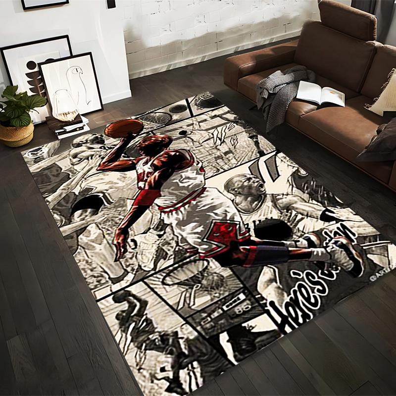 Basketball Player Slam Dunk Graphic Rug Non-slip rug suitable for living room and bedroom sofas sofas.