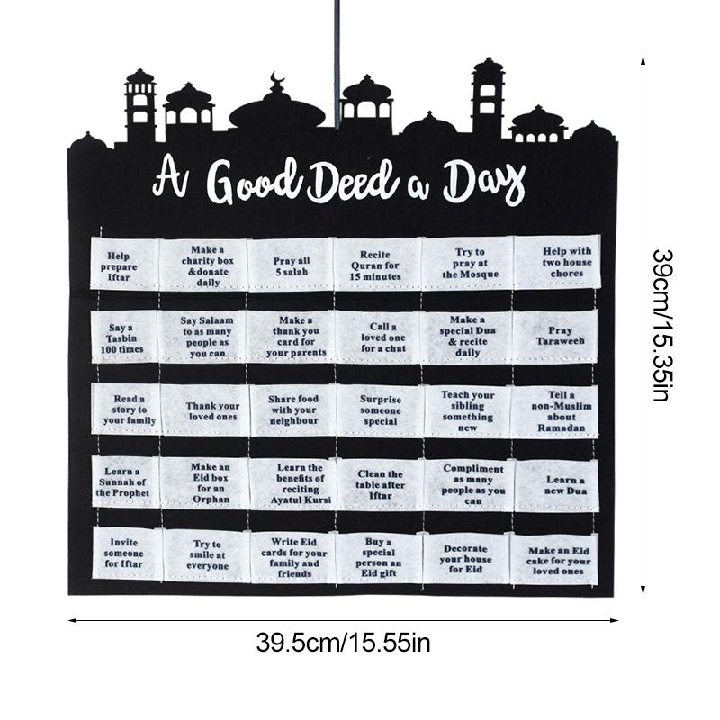 Eid Mubarak Countdown Felt Calendar Ramadan Decoration For Home 2024 Islamic Muslim Party Supplies Ramadan Kareem Kid Gift Favor
