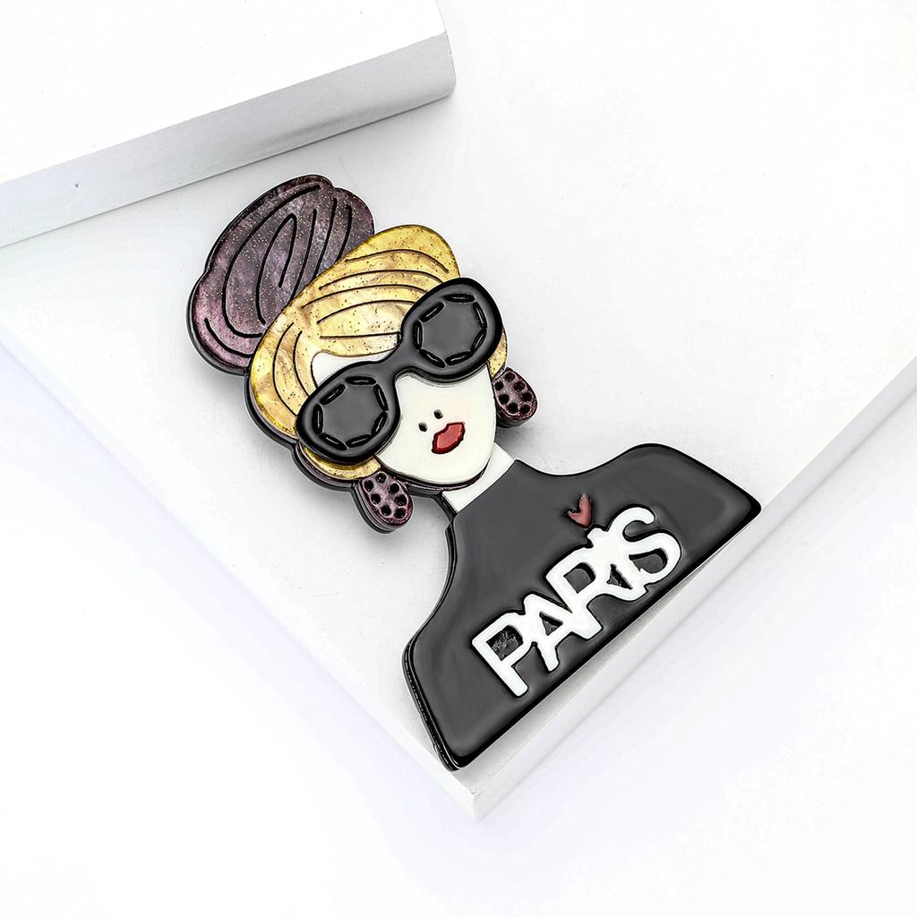 Модная акриловая брошь «Парижская девушка», индивидуальная креативная женская брошь для рубашки и корсажа