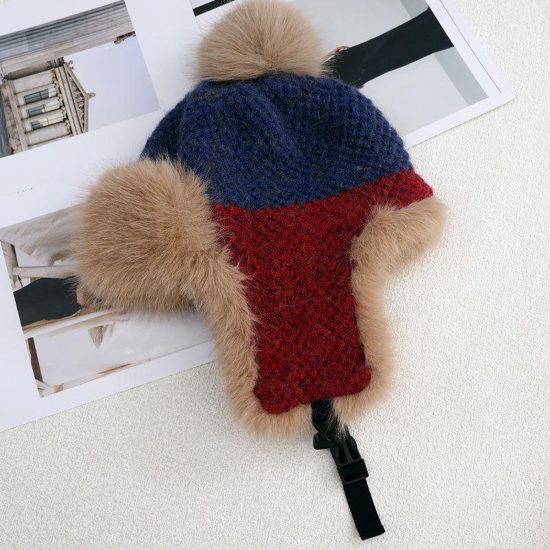 Модная флисовая утолщенная шапка женская зимняя ветрозащитная с защитой ушей шапка-ушанка для велоспорта, катания на лыжах, вязаная шерстяная шапка