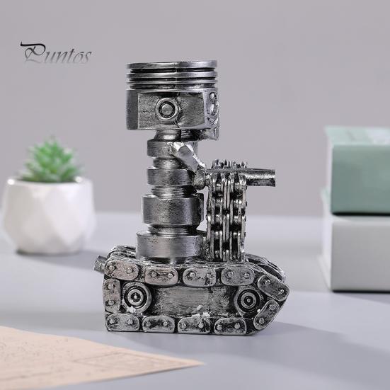 Резной поршень, череп, лицо, скульптура, резная шестерня, скелет, художественная статуэтка из смолы, украшение для домашнего офиса и стола для автолюбителей