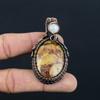 Crazy Lace Agate & Moonstone Gemstone Handmade Pure Copper Wire Wrap Wedding Jewelry Pendant