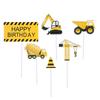 For Kids Boys Birthday Cupcake Topper Construction Road Sign Cake Topper Crane