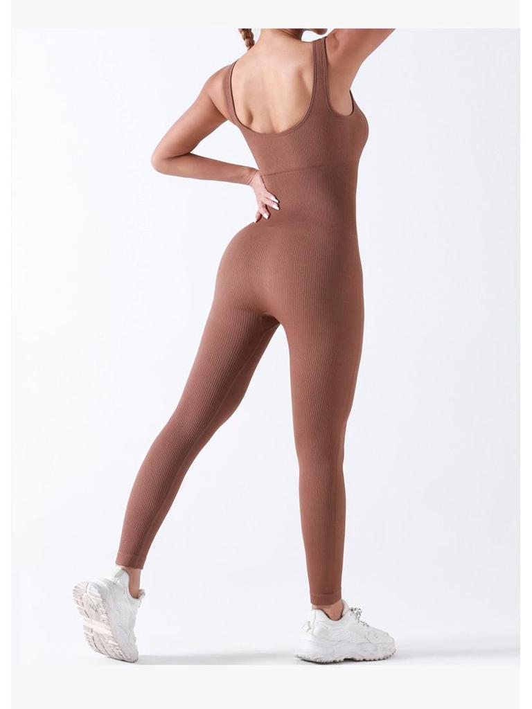 Бесшовный эластичный комбинезон в рубчик: Европейский и американский фитнес-боди для йоги