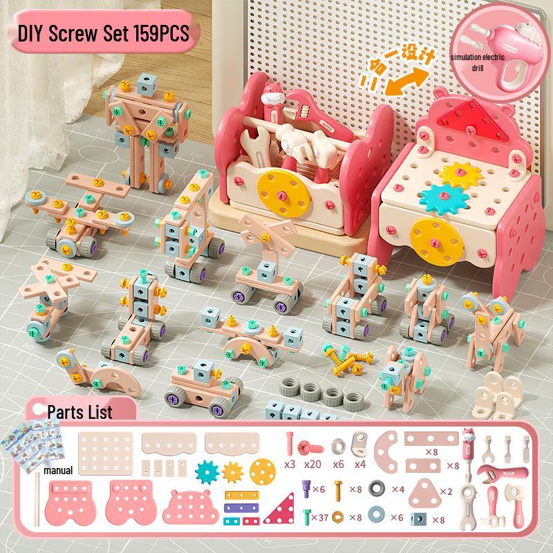 Ящик для инструментов Xiaobei Hippo: Электродрель и набор шурупов в стиле TikTok для детей