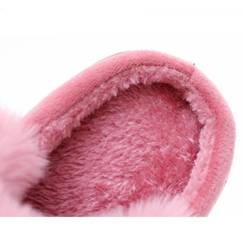 Новые женские зимние домашние теплые домашние тапочки с меховыми кроличьими ушками, мягкая удобная обувь