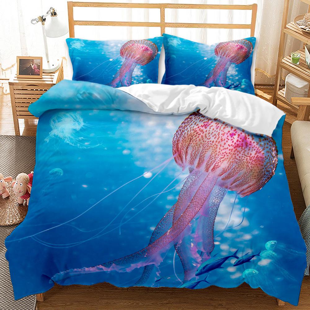 Underwater World Whale Shark Quilt Set Three-Piece 3D Digital Printing Bedding