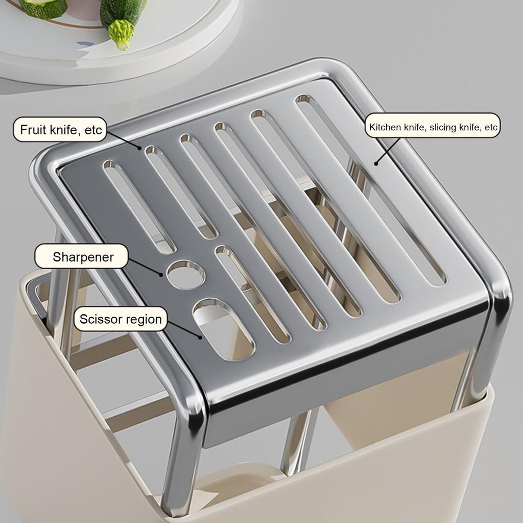 Kitchen Knife Holder Integrated Slant Insert Rack Space Saving Storage Multifunctional Kitchen Organizes for Utensils