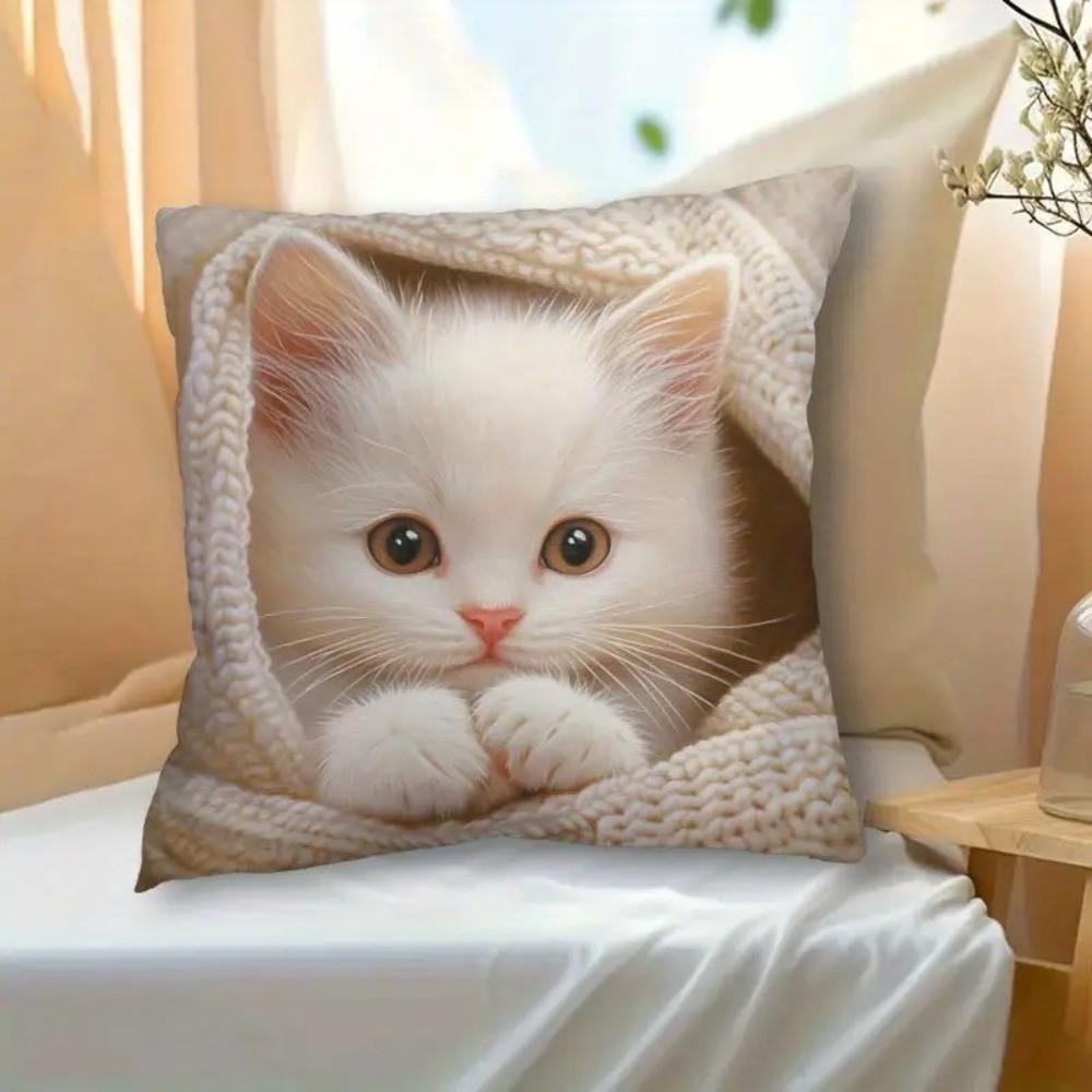 1 шт. Креативная наволочка с узором Милая декоративная подушка Креативная наволочка для подушки-кошки Домашний декор