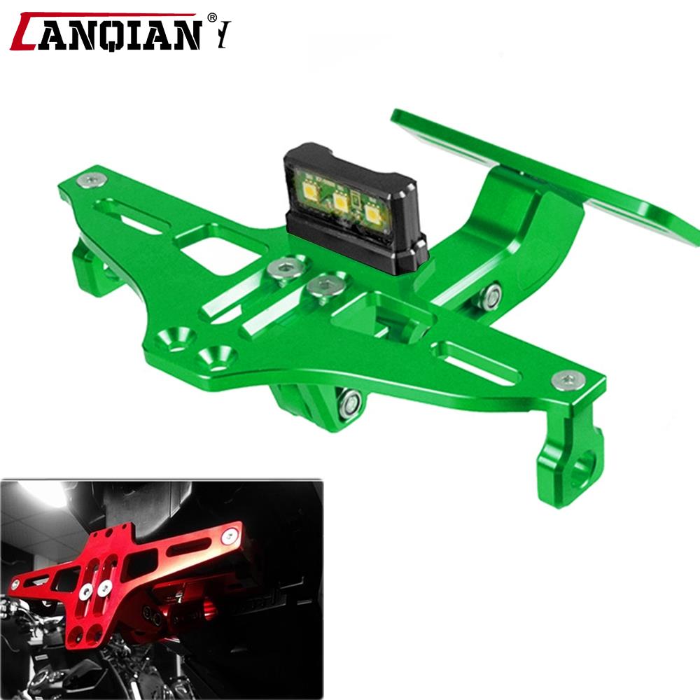 Universal Motorcycle License Plate Bracket With Light For Plate FOR KAWASAKI Z650 Z1000SX Z900 Z900RS NINJA 650 VERSYS 650